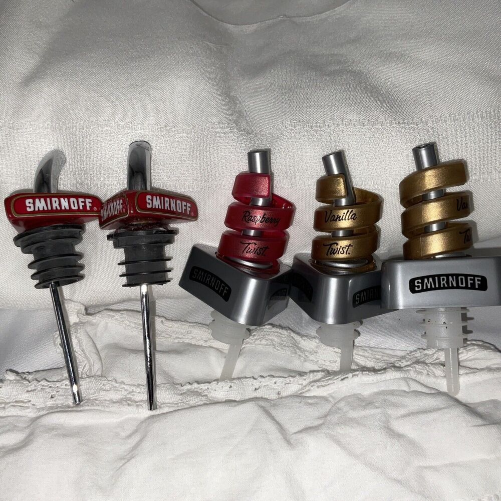 Smirnoff Vodka Raspberry Vanilla Liquor Dispensers Bottle Stoppers Pourers Lot/5